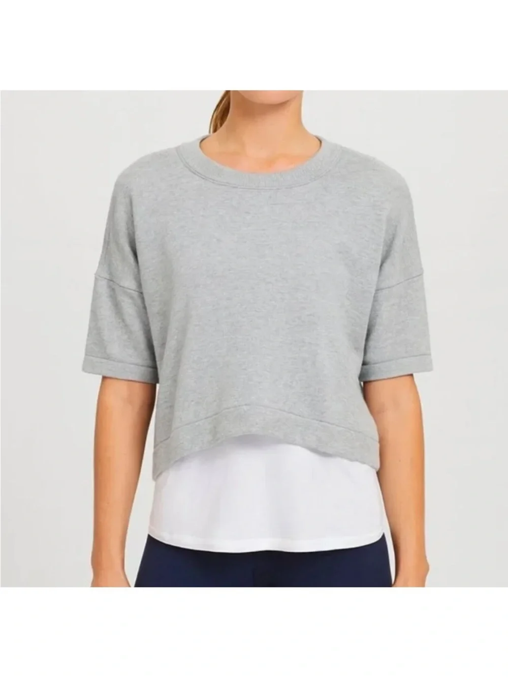 NWT Lululemon Sz 10 100% Cotton Bhakti Reality SS Dolman Sleeve Sweater Gray